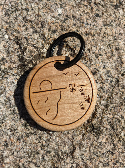 wooden disc golf keychain - beach